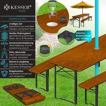 Picknicktafel - Campingtafel - Biertafel - Opvouwbaar - 220, Verzenden, Zo goed als nieuw