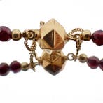 Antieke granaat ketting/sautoir met gouden slot, Gebruikt, Overige kleuren, Ophalen of Verzenden, Met edelsteen