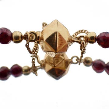 Antieke granaat ketting/sautoir met gouden slot, Sieraden, Tassen en Uiterlijk, Gebruikt, Ophalen of Verzenden, Met edelsteen