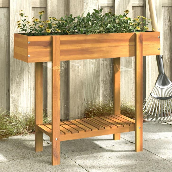 vidaXL Plantenbak verhoogd 90x30x75 cm massief acaciahout, Tuin en Terras, Bloembakken en Plantenbakken, Nieuw, Hout, Verzenden