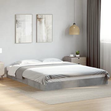 vidaXL Bedframe bewerkt hout betongrijs 160x200 cm, Verzenden, 200 cm, Grijs, 160 cm