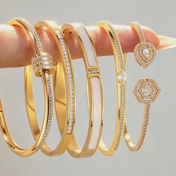 Luxe Zirkonia Armband Set - 5 Delig - Roestvrij Staal & Kope, Verzenden