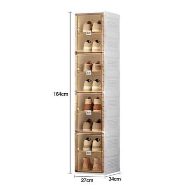 Opvouwbare stapelbare schoenenkast met deuren 164×34×27 cm, Verzenden, Nieuw