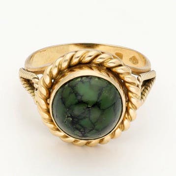 Ring - 18 karaat Geel goud Turquoise, Nieuw
