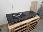 Mondiaz wastafel solid surface zwart met bak en kraangat, Ophalen of Verzenden, Nieuw, Steen, Bad