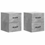 vidaXL Wandbeugel Bedkast met lade 2 pcs Betongrijs 34,5 x, Huis en Inrichting, Verzenden, Nieuw, Hout