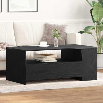 vidaXL Salontafel Zwart Eiken 102 x 55 x 43,5 cm Bewerkt, Verzenden, Nieuw, Overige houtsoorten, 50 tot 100 cm