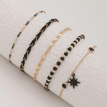 Bohemian Anklet Set: 4-delige Woven Rope & Kralen Enkelbandj, Verzenden, Nieuw
