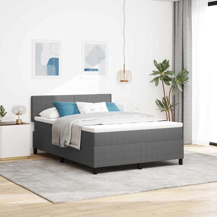 vidaXL LED Box Spring Bed Lichtgrijs en wit. 140 x 200 cm, Huis en Inrichting, Slaapkamer | Bedden, Nieuw, Verzenden