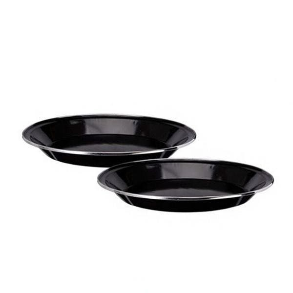 Bord | Redcliffs | 2 stuks (Emaille, Ø 24 cm, Zwart), Caravans en Kamperen, Kampeeraccessoires, Nieuw, Verzenden