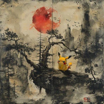 I_KONIQ - POKEMON JAPANESE STYLE ON RED SUN, Nieuw