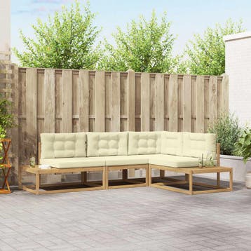 vidaXL Buiten bankenset met kussen Wit 277,5 x 198,5 x 73 cm, Verzenden, Nieuw, 4 zitplaatsen