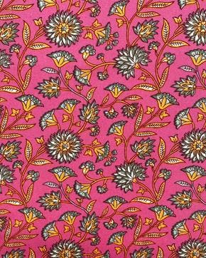 Cretonne Katoen Drukke Bloemen Roze, Nieuw, Roze