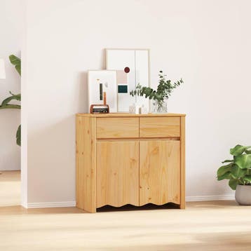 vidaXL Dressoir Drammen Eiken 79 x 43 x 75.5 cm Massief, Huis en Inrichting, Verzenden, Nieuw, Grenenhout, Minder dan 50 cm