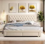 Modern Opbergbed met Fluwelen Hoofdeinde en Lades, Huis en Inrichting, Slaapkamer | Bedden, Verzenden, Nieuw