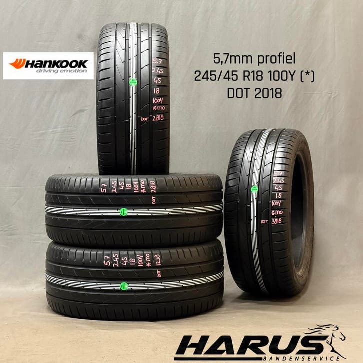 245/45/18 100Y *MO Hankook zomerbanden 5,7mm profiel 4X, Auto-onderdelen, Banden en Velgen, 18 inch, Erkend duurzaam, Zomerbanden