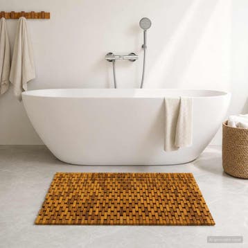 vidaXL Badmatten Naturel 85 x 120 cm Massief Acaciahout, Verzenden, Nieuw, Bruin