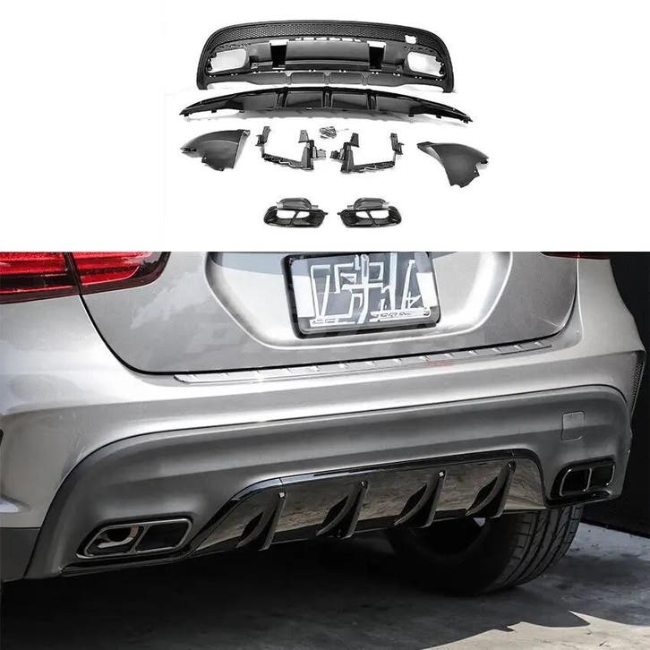 Diffuser With Black Exhaust Tips Voor Mercedes GLA X156, Auto-onderdelen, Carrosserie en Plaatwerk, Ophalen of Verzenden