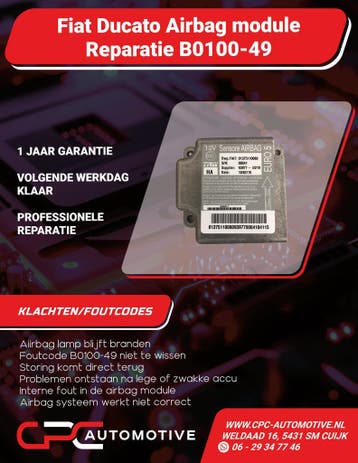Airbag module reparatie Fiat Ducato Peugeot Boxer B0100, Ophalen of Verzenden, Gereviseerd, Peugeot