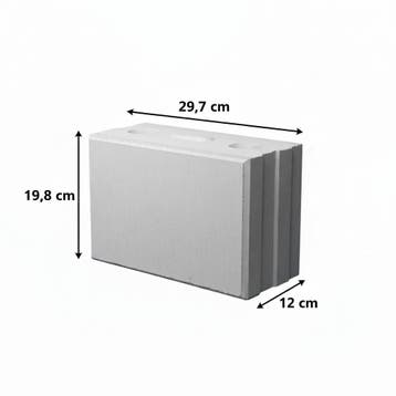 Kalkzandsteen vellingblok 29,7x12x19,8cm CS20, Verzenden, Nieuw, Kalkzandstenen
