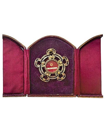 Reliekhouder - Zilver, Textiel, Glas - 1950-1960 - Ex