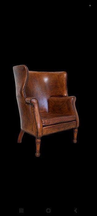 Artigiano Inglese - Poltrona Wingback - Fauteuil - Leder -, Antiek en Kunst