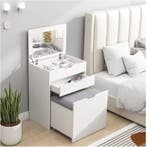 Kaptafel met Klapspiegel en Kruk – Make-up Tafel Compact, Verzenden, Nieuw