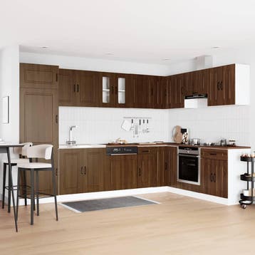 vidaXL Keukenkast Kalmar Bruin Eiken 80 x 46 x 81,5 cm, Huis en Inrichting, Keuken | Keukenelementen, Verzenden, Nieuw, Bruin