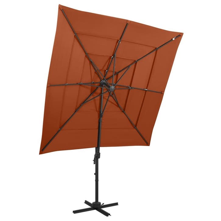 vidaXL Parasol 4-laags met aluminium paal 250x250 cm, Tuin en Terras, Parasols, Nieuw, 2 tot 3 meter, Verzenden
