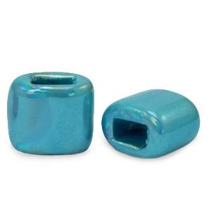 1 x sieraden schuiver DQ Grieks keramiek 11x12mm Mosaic blue, Ophalen of Verzenden, Nieuw, Kraal