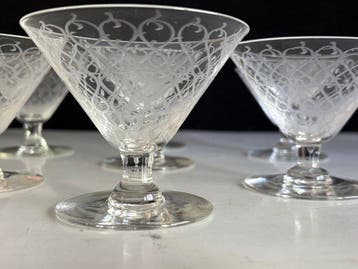 antiek Champagneglazen - Drinkglas (8) - Glas, Kristal, Antiek en Kunst, Antiek | Glas en Kristal