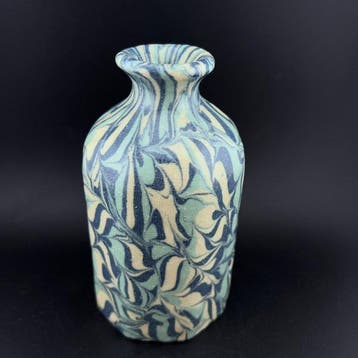 Vaas - Keramiek - Japan - Blauw - met de hand gemarmerd -