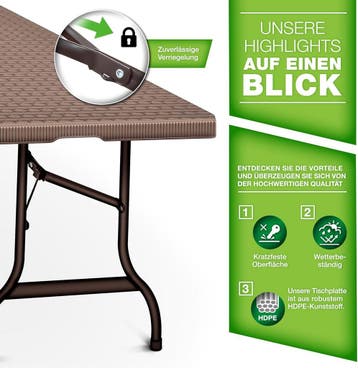 Tillvex® Inklapbare Tafel - Campingtafel - Klaptafel - 180x7, Verzenden, Zo goed als nieuw