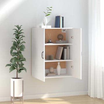 vidaXL Hangkast 69,5x34x90 cm bewerkt hout wit, Minder dan 50 cm, Verzenden, Nieuw, Minder dan 100 cm
