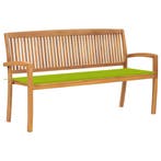 vidaXL Tuinbank stapelbaar met kussen 159 cm massief, Tuin en Terras, Tuinbanken, Verzenden, Nieuw, Teakhout