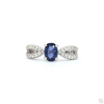 Ring - 18 karaat Witgoud - 1.51ct. tw. Saffier - Diamant, Nieuw