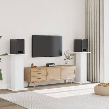 vidaXL Speakerstandaards 2 st 30x30x95 cm bewerkt hout wit, Verzenden, Nieuw