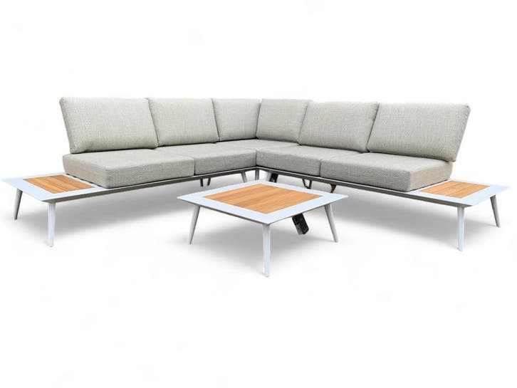 Loungeset / Hoekset Bergamo Wit met koffietafel, Tuin en Terras, Tuinsets en Loungesets, Loungeset, Nieuw, 5 zitplaatsen, Ophalen of Verzenden