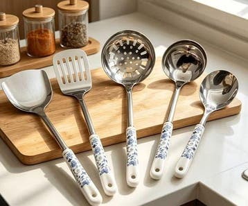 Vintage Style 5-Piece Stainless Steel Kitchen Utensils Set -