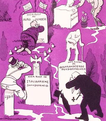 Beroemde doden van 1933 op spotprent (lijst optie, Lithos), Antiek en Kunst, Verzenden