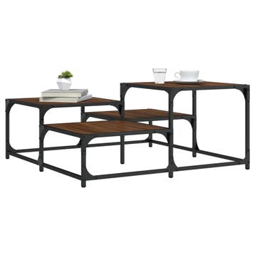 vidaXL Salontafel 87,5x87,5x40 cm bewerkt hout bruin, 50 tot 100 cm, Verzenden, Vierkant, Nieuw
