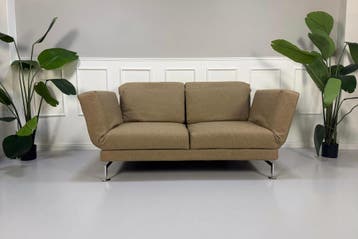 Brühl Moule Sofa Beige Zand Slaapbank Designerbank Chroom, Tweepersoons, Ophalen of Verzenden, Zo goed als nieuw, Rechte bank