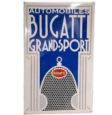 Automobiles Bugatti Grand Sport Emaille Bord - 74 x 46cm, Ophalen, Gebruikt