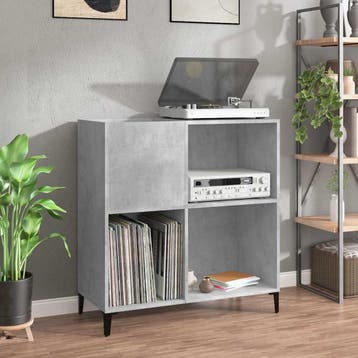 vidaXL Platenkast 84,5x38x89 cm bewerkt hout betongrijs, Verzenden, Nieuw
