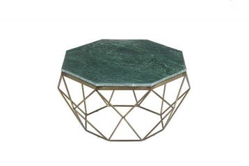 Elegante salontafel DIAMOND 70cm groen messing met marmeren, Huis en Inrichting, Tafels | Salontafels, Ophalen of Verzenden, Nieuw
