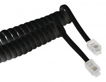 Headset RJ10 gedraaide kabel - Nedis - 2 meter (Zwart), Verzenden, Nieuw