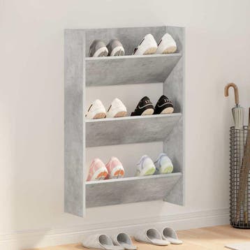 vidaXL Wandschoenenkast 60x18x90 cm spaanplaat betongrijs, Verzenden, Nieuw