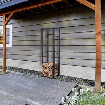 Houtopslag | Brandhoutrek | Houtrek | 50x25x148cm | Staal, Tuin en Terras, Haardhout, Verzenden