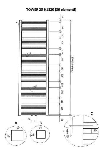 Radiator Tower Middenonder Aansluiting 182X60Cm Wit, Ophalen of Verzenden, Nieuw
