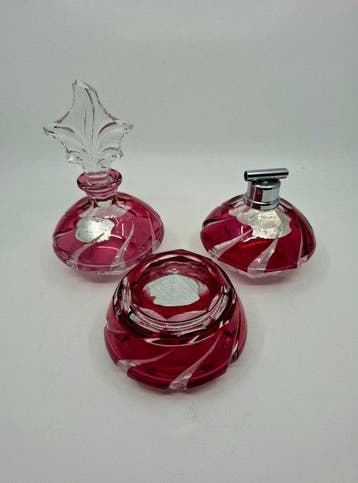 Art Deco Toiletset (3) - Val Saint Lambert - Kristal -